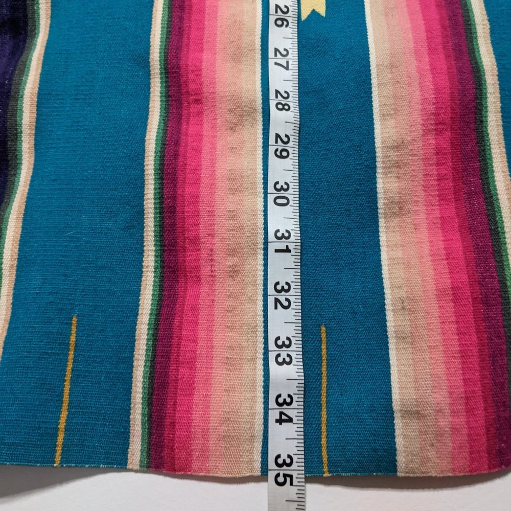 Vtg Mexican Saltillo Serape Blanket Handwoven - Picture 6 of 9